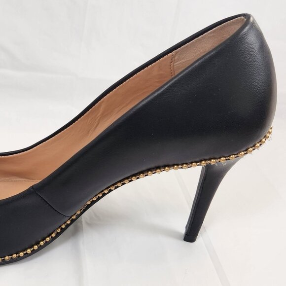 Coach Samantha Pump Heels with brass beadchain Trim Smooth Leather Size 9.5 - Picture 3 of 16